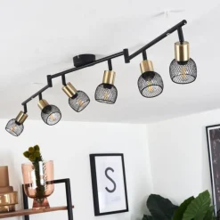 Lampes Vintages & Rétros-hofstein Plafonnier Cairns Vieux laiton, Noir, 6 lumières
