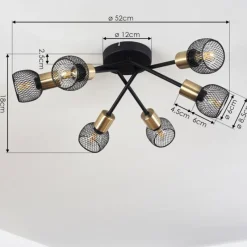 Lampes Vintages & Rétros-hofstein Plafonnier Cairns Vieux laiton, Noir, 6 lumières