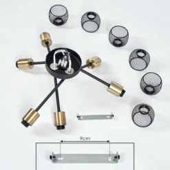 Lampes Vintages & Rétros-hofstein Plafonnier Cairns Vieux laiton, Noir, 6 lumières