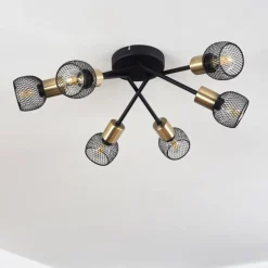 Lampes Vintages & Rétros-hofstein Plafonnier Cairns Vieux laiton, Noir, 6 lumières