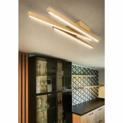 Lampes En Bois-hofstein Plafonnier Cajas LED Écru, 3 lumières