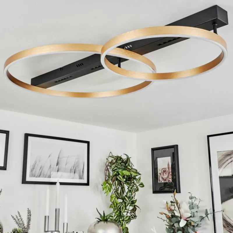 Lampes Dorées-hofstein Plafonnier Cajean LED Noir, 1 lumière