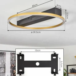 Lampes Art Déco-hofstein Plafonnier Cajean LED Noir, 1 lumière
