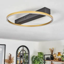 Lampes Art Déco-hofstein Plafonnier Cajean LED Noir, 1 lumière