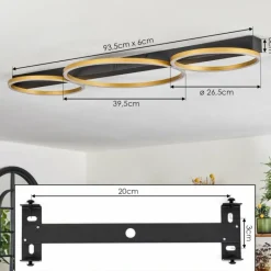 Lampes Dorées-hofstein Plafonnier Cajean LED Noir, 3 lumières
