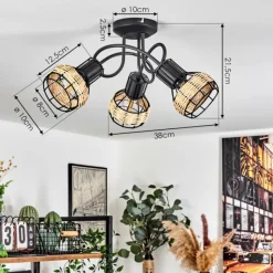 Luminaires Scandinaves-hofstein Plafonnier Calamar Noir, 3 lumières