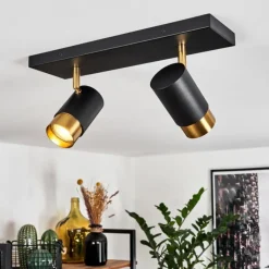 hofstein Plafonnier Campanas Laiton, Noir, 2 lumières