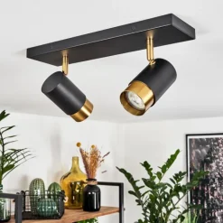 hofstein Plafonnier Campanas Laiton, Noir, 2 lumières