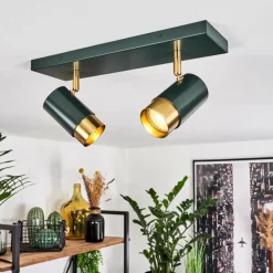 hofstein Plafonnier Campanas Vert, Laiton, 2 lumières