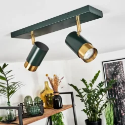 hofstein Plafonnier Campanas Vert, Laiton, 2 lumières