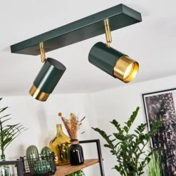 hofstein Plafonnier Campanas Vert, Laiton, 2 lumières