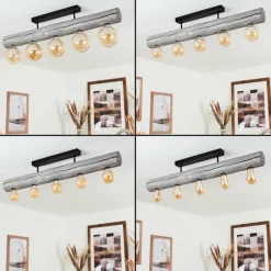 Lampes Vintages & Rétros-hofstein Plafonnier Canedo Gris, Noir, 5 lumières