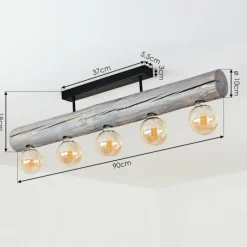 Lampes Vintages & Rétros-hofstein Plafonnier Canedo Gris, Noir, 5 lumières