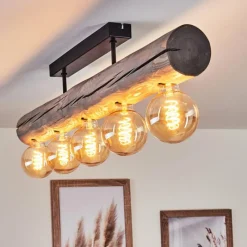 Lampes Vintages & Rétros-hofstein Plafonnier Canedo Gris, Noir, 5 lumières