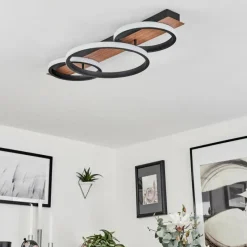 Luminaires Scandinaves-hofstein Plafonnier Canhestros LED Brun, Couleur bois, Noir, 1 lumière