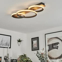 Luminaires Scandinaves-hofstein Plafonnier Canhestros LED Brun, Couleur bois, Noir, 1 lumière