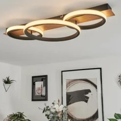 Luminaires Scandinaves-hofstein Plafonnier Canhestros LED Brun, Couleur bois, Noir, 1 lumière