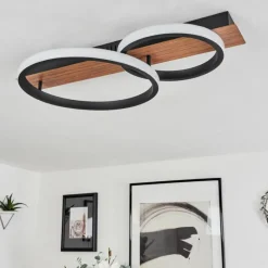 Luminaires Scandinaves-hofstein Plafonnier Canhestros LED Couleur bois, Noir, 1 lumière