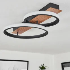 Luminaires Scandinaves-hofstein Plafonnier Canhestros LED Couleur bois, Noir, 1 lumière