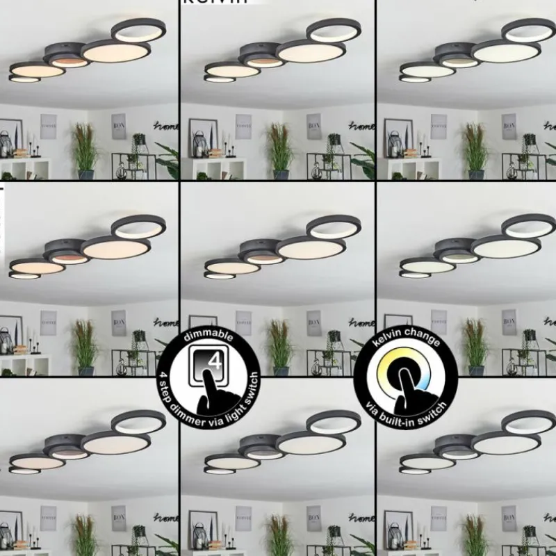 hofstein Plafonnier Carabajal LED Noir, 1 lumière