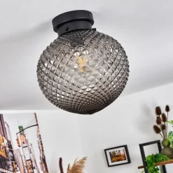 Suspension Verre Fumé-hofstein Plafonnier Caracoles Noir, 1 lumière