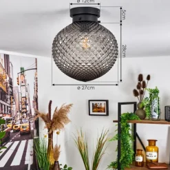 Suspension Verre Fumé-hofstein Plafonnier Caracoles Noir, 1 lumière