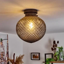 Suspension Verre Fumé-hofstein Plafonnier Caracoles Noir, 1 lumière