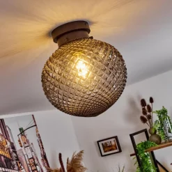 Suspension Verre Fumé-hofstein Plafonnier Caracoles Noir, 1 lumière