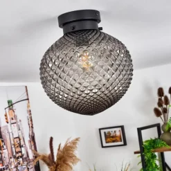 Suspension Verre Fumé-hofstein Plafonnier Caracoles Noir, 1 lumière