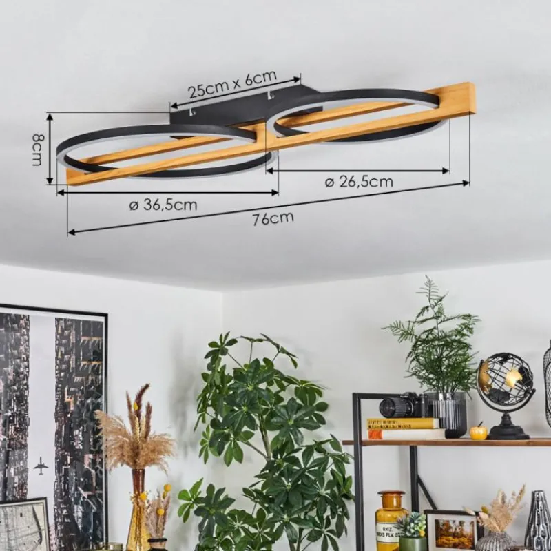 hofstein Plafonnier Carcano LED Brun, Noir, 2 lumières