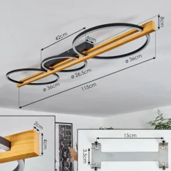 hofstein Plafonnier Carcano LED Noir, 3 lumières