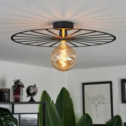 Lampes Industrielles-hofstein Plafonnier Carqueja Noir, 1 lumière