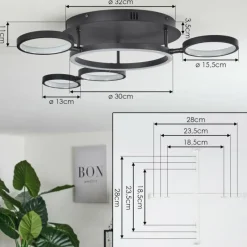 hofstein Plafonnier Carrisito LED Noir, 1 lumière