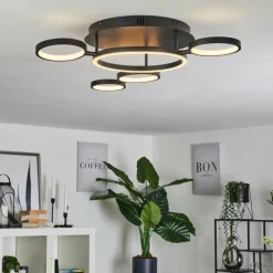 hofstein Plafonnier Carrisito LED Noir, 1 lumière