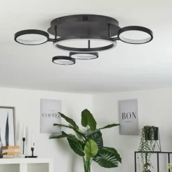 hofstein Plafonnier Carrisito LED Noir, 1 lumière