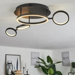 hofstein Plafonnier Carrisito LED Noir, 1 lumière