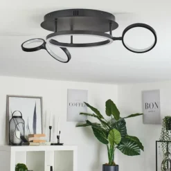 hofstein Plafonnier Carrisito LED Noir, 1 lumière