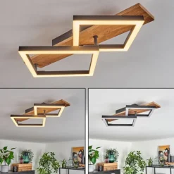 hofstein Plafonnier Cascada Brun, Couleur bois, Noir, 1 lumière