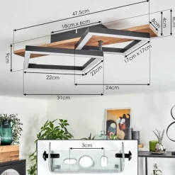 hofstein Plafonnier Cascada Brun, Couleur bois, Noir, 1 lumière