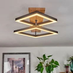 hofstein Plafonnier Cascada Brun, Couleur bois, Noir, 1 lumière