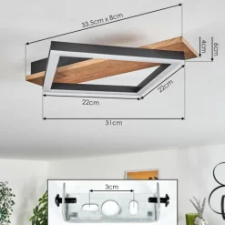 hofstein Plafonnier Cascada Brun, Couleur bois, Noir, 1 lumière