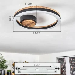 hofstein Plafonnier Cascada LED Brun, Couleur bois, Noir, 1 lumière