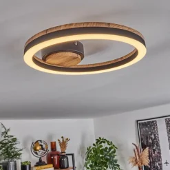 hofstein Plafonnier Cascada LED Brun, Couleur bois, Noir, 1 lumière