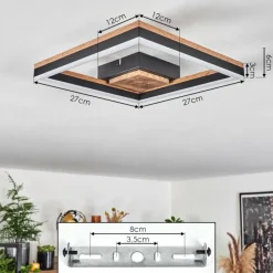 hofstein Plafonnier Cascada LED Brun, Couleur bois, Noir, 1 lumière