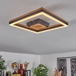 hofstein Plafonnier Cascada LED Brun, Couleur bois, Noir, 1 lumière
