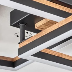 Lampes En Bois-Lampe Plafonnier Cascada LED Brun, Couleur bois, Noir, 1 lumière