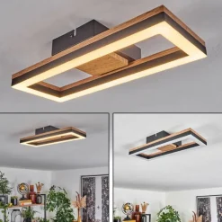 hofstein Plafonnier Cascada LED Brun, Couleur bois, Noir, 1 lumière