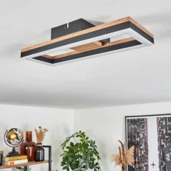 hofstein Plafonnier Cascada LED Brun, Couleur bois, Noir, 1 lumière