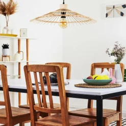 Style Boho-Chic-hofstein Plafonnier Castries Noir, 1 lumière