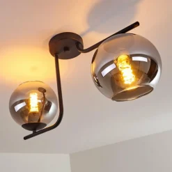 Suspension Verre Fumé-hofstein Plafonnier Cayuta Noir, 2 lumières